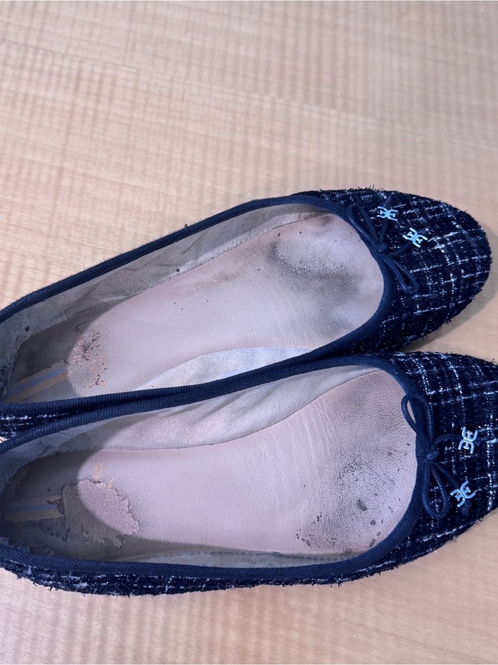 Sam Edelman Black Tweed Round-Toe Ballet Flats